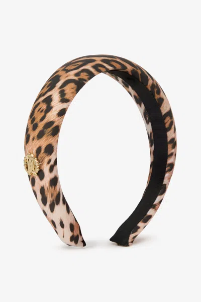 Roberto Cavalli Kids' Headband In Leopard Print In Orange
