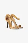 Roberto Cavalli Heel Sandals With Jewel Tigers In 001  Oro