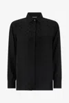 Roberto Cavalli Silk Blend Shirt With Monogram Rc In Black