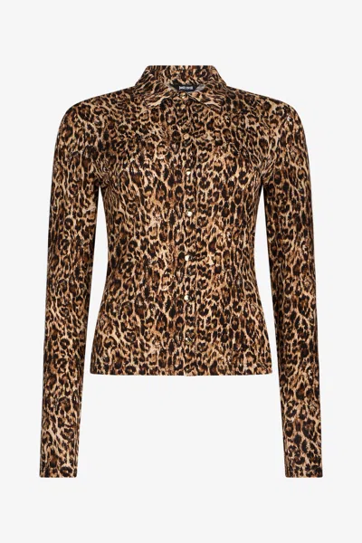 Roberto Cavalli Leopard Print Shirt In Sand
