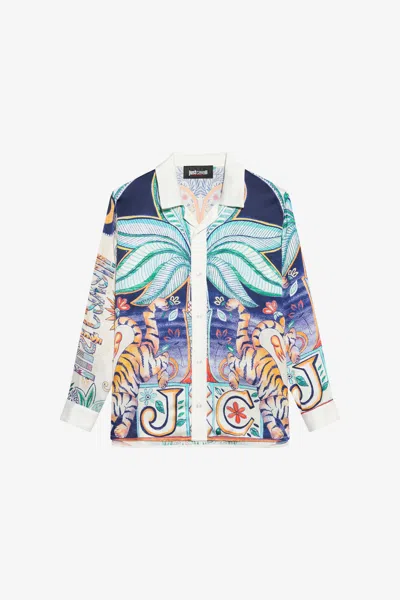 Roberto Cavalli Kids' Hemd Mit Tropical Garden Print In Multi
