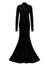 Roberto Cavalli High-collar Flared Maxi Dress In Black