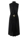 Roberto Cavalli Womens Nero Gathered High Neck Woven Midi Dress In Black