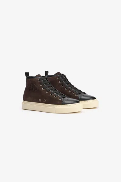Roberto Cavalli High-top Sneakers Chocolate With Rc Monogram In Brown
