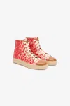 Roberto Cavalli High-top Sneakers With Zebra Print In Red