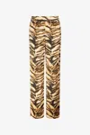 Roberto Cavalli High-waisted Tiger-print Trousers In Naturale