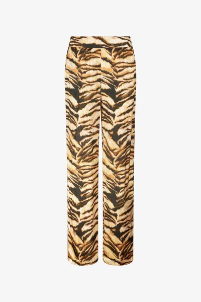 ROBERTO CAVALLI HIGH-WAISTED TIGER-PRINT TROUSERS
