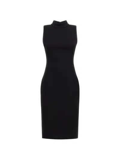 Roberto Cavalli High-neck Sleeveless Fitted Midi Dress In Black