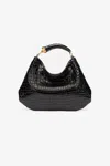 Roberto Cavalli Hobo Bag With Crocodile Print In Black