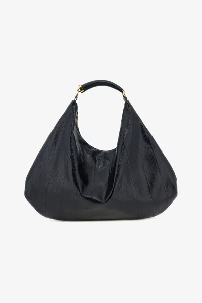 Roberto Cavalli Hobo Bag With Fang Handle In Black