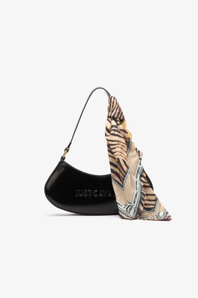 Roberto Cavalli Hobo Bag With Scarf In Black