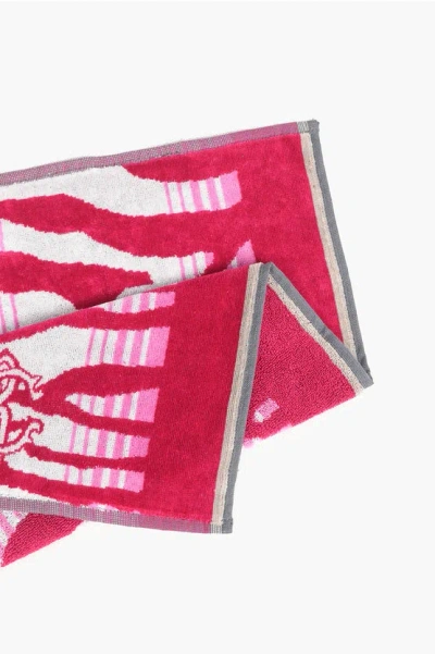 Roberto Cavalli Home 40x60cm Zebra Patterned Cotton Towel In Pink