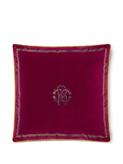 Roberto Cavalli Home Embroidered Rectangular Cushion In Red