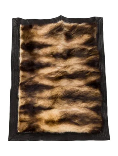 Pre-owned Roberto Cavalli Home Knitted Fur Throw Pillow In Brown