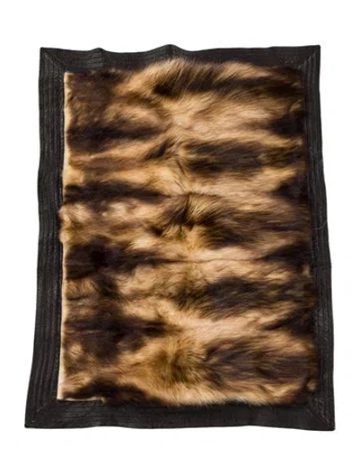 Pre-owned Roberto Cavalli Home Knitted Fur Throw Pillow In Brown