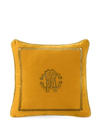 Roberto Cavalli Home Leopard-print Cushion In Yellow