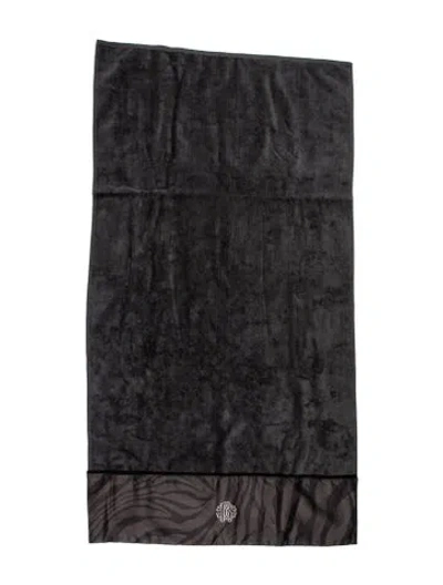Pre-owned Roberto Cavalli Home Macrozebrage Bath Towel In Grey