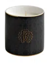 Roberto Cavalli Home Monogram Porcelain Candle In Black