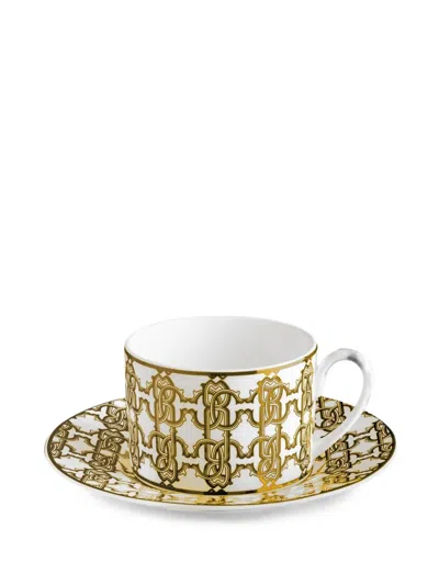 Roberto Cavalli Home Monogram Teacup (set Of Two) In Gold