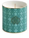 Roberto Cavalli Home Turquoise Monogram Scented Candle (270g) In Blue