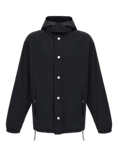Roberto Cavalli Hooded Drawstring Jacket In Black