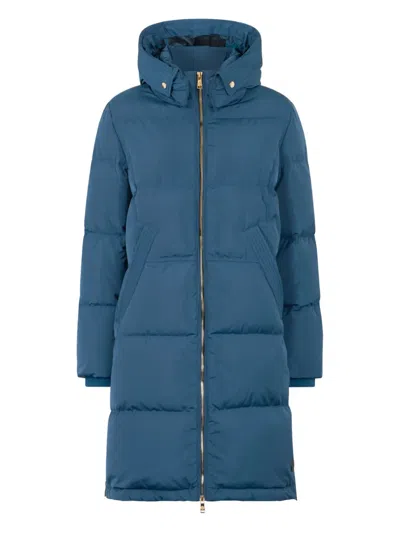 Roberto Cavalli Hooded Quilted Puffer Coat In Blue