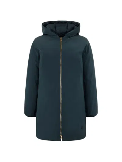 Roberto Cavalli Hooded Zip-up Coat In Green
