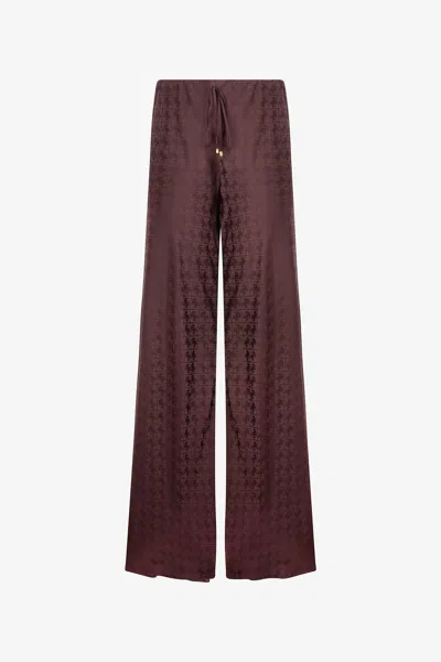 Roberto Cavalli Loose Pants With Mirror Snake Monogram In Brown