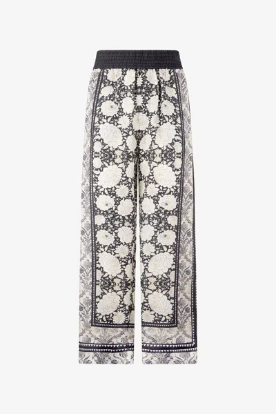 Roberto Cavalli Pants With Floral Print In Multi