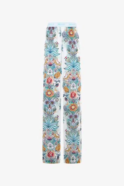 Roberto Cavalli Tropical Garden Print Trousers In Multi