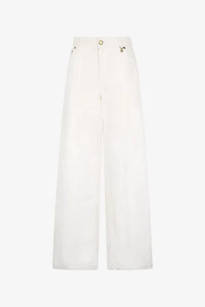 Roberto Cavalli Hose Mit Wall-print Und Weitem Bein In White