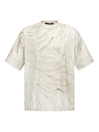 Roberto Cavalli Ice-feathers-print T-shirt In White