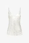 Roberto Cavalli Ice Feathers Top In White