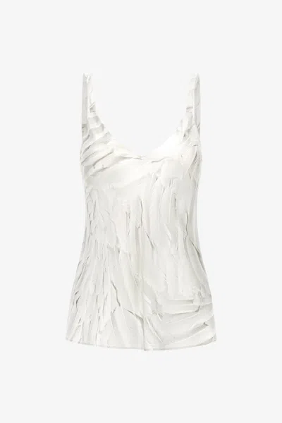 Roberto Cavalli Ice Feathers Top In White