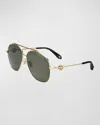 ROBERTO CAVALLI ICONIC RC METAL & ACETATE AVIATOR SUNGLASSES