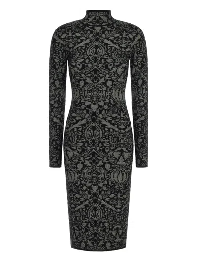 Roberto Cavalli Intarsia-knit Midi Dress In Black
