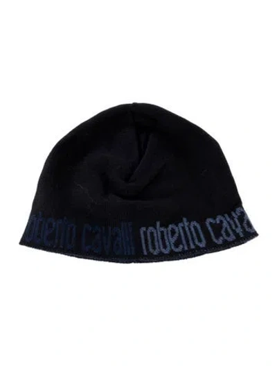Pre-owned Roberto Cavalli Intarsia Wool Beanie In Blue