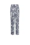 Roberto Cavalli Iris Print Straight Leg Trousers In Ivory/dark Navy