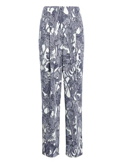Roberto Cavalli Iris-print Trousers In Blue