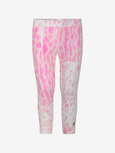 Roberto Cavalli Kids' Ivory & Leopard Print Leggings M (14 Yrs) Pink