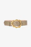 Roberto Cavalli Ivory Belt With Cobra Print And Snake Buckle In White