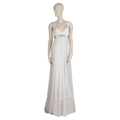 Pre-owned Roberto Cavalli Ivory Gown With Crystal Details 38 It In White