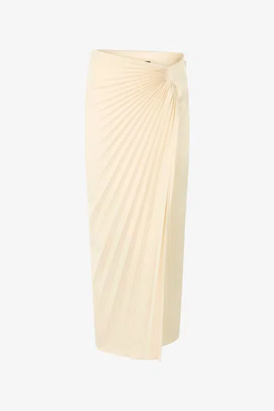Roberto Cavalli Ivory Midi Pleated Skirt In White