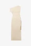 Roberto Cavalli Ivory One-shoulder Midi Dress With Cut-out In White