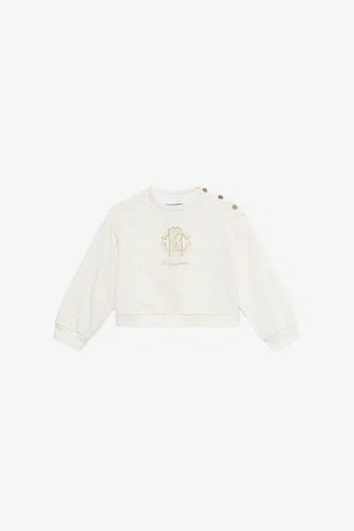 Roberto Cavalli Ivory Sweatshirt With Jaguar Skin Print In Neutral