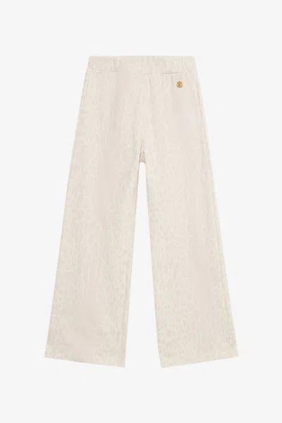Roberto Cavalli Ivory Track Pants With Jaguar Skin In Neutral