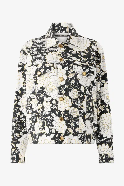 ROBERTO CAVALLI JACKE AUS DENIM MIT BLUMEN