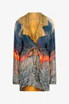 Roberto Cavalli Jacke Mit Sunrise-print In Blue/orange