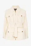 Roberto Cavalli Jacket With Belt And Python Pattern In Ivory