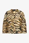Roberto Cavalli Jacket With Tiger Print In Light Brown